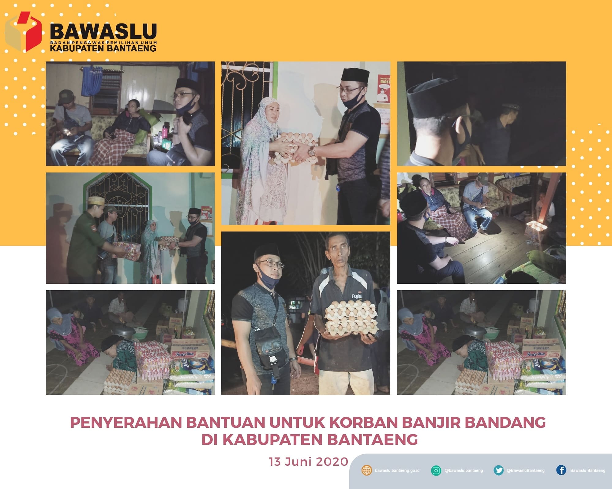 Ketua Bawaslu Kabupaten Bantaeng Serahkan Donasi